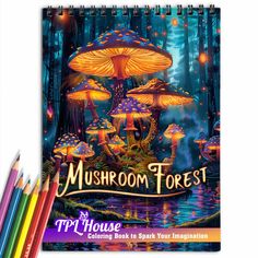 the mushroom forest coloring book with colored pencils