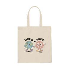 Cute Canvas Tote Bag world Peace - Etsy Peace Design, Aesthetic Retro, Cute Canvas, Bag Cute, Design Aesthetic, World Peace, Canvas Tote Bag, Retro Design, Canvas Bag