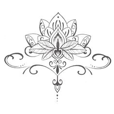 a black and white drawing of a lotus flower