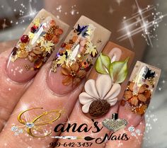 Nail Designs Bling, Short Coffin Nails Designs, 3d Acrylic Nails, Secret Nails, Christmas Nails Easy, Seasonal Nails, Short Square Acrylic Nails, Thanksgiving Nails