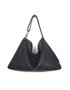 Equilateral Triangle Hobo Bag is simple and elegant, and it is perfect for everyday use.This bag is made with full-grain baby Buffalo leather and lined with Micro Fiber, it is light and soft. /Genuine natural baby buffalo leather/Lightweight/Outer Composition:100% Baby buffalo leather/Inner Composition: 100% Micro Fiber/Color: Black/Compartments: 1 inner Zipper Pocket/Antique Silver Plating Hardware/Size:Width: 41cmHeight: 27.5cmDepth: 3cmHandle drop: 29.5cm/Weight: 420g Brand Origin: TaiwanCoun Luxury Intrecciato Hobo Bag For Everyday, Smooth Grain Top Handle Hobo Bag For Everyday Use, Modern Soft Leather Hobo Bucket Bag, Modern Vegetable-tanned Shoulder Bag, Minimalist Leather Hobo Bag Tote, Minimalist Soft Leather Hobo Bag With Top Handle, Modern Vegetable-tanned Shoulder Bag For Travel, Minimalist Top Handle Hobo Bag In Soft Leather, Minimalist Textured Leather Shoulder Bag