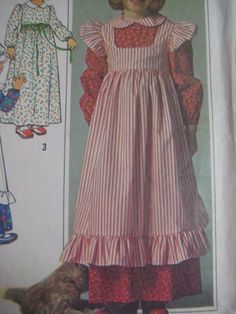 Vintage Simplicity 7776 PRAIRIE LONG DRESS & NIGHTCAP Sewing Pattern Girl Sz 4 Prarie Dresses, Pioneer Fashion, Vintage Girls Dress Pattern, Prairie Fashion, 2000s Core, 1900s Dress, Cosplay Sewing, 70s Sewing, Doll Dress Pattern