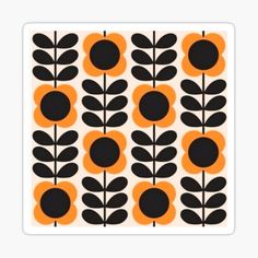 an orange and black flower pattern sticker