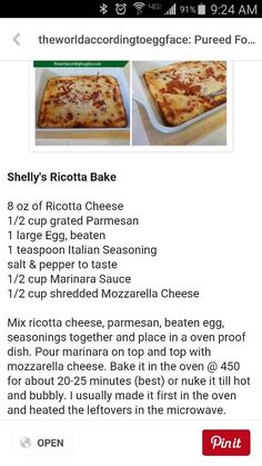 an image of a recipe for pizza on pinter's food finder app