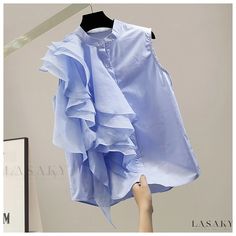 Lasaky - Sleeveless Shirt with Layered Ruffled Hem and Side Panel Design - Stylish Casual Blouse Top Inspiration, Career Women, Women Outfit, Blue Cardigan, Casual Design, Style Cardigan, Sleeveless Shirt, Casual Blouse, Special Price