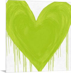 a green heart painted on white with dripping paint