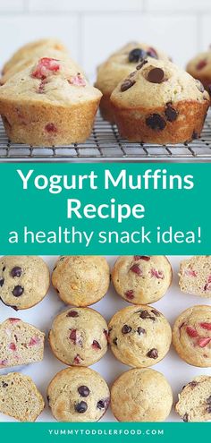 yogurt muffins recipe with text overlay