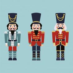 three nutcrackers are standing side by side