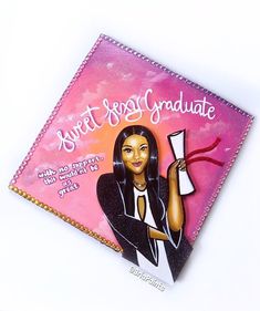 an image of a woman holding a paper with the words sweet yoga graduate on it