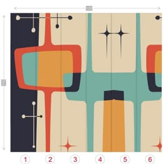 an image of a pattern with different colors and shapes on it, including the numbers 1 - 3