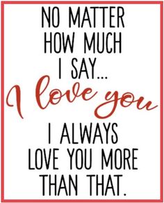 a quote that says no matter how much i say i love you, i always love you more than that