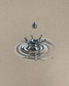 a drawing of a water drop falling into a puddle