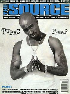 the source magazine cover featuring rapper tupac on the front and an image of his hand