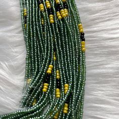 New style of authentic waist beads or belly jewelry for our women. These waist beads are green and gold and can be worn for several purposes such as weight loss track, body jewelry, spiritual intention and cultural representation. We have new style every week! You will receive one strand of 45 inches waist beads tie on. When it comes, you just adjust where you want it to on your belly or hips, tie it securely and cut out the loose part. You are ready to go! Beaded waist beads are special body je Gold Waist Beads, Loose Part, Jewelry Spiritual, Brain Enhancement, Herbal Tea Blends, Belly Jewelry, Waist Beads, New Style, Green And Gold