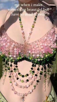 Bead Threading, Dance Fits, Beaded Bra, Coachella 2024, Bead Bra, Ethereal Jewelry, Pop Jewelry, Ren Fair, Grad Ideas