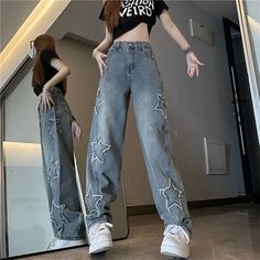 Black Cargo Pants Women, Teenager Boys, Womens White Jeans, Best Jeans For Women, Black Jeans Women, High Waist Wide Leg Pants, Leather Pants Women, Y2k Clothing, Jeans Y2k