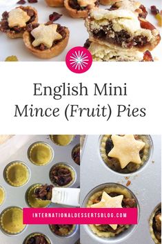 mini mince fruit pies in muffin tins with text overlay reading english mini mince fruit pies