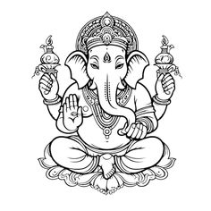 an elephant god sitting on the ground with two candles in his hand and holding a candle