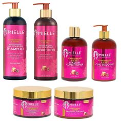 MIELLE Pomegranate & Honey Line uct Description Faster and thicker hair growth Both rosemary and mint essential oils are known to increase blood circulation which allows for more oxygen to be carried to your scalp. More oxygen will stimulate your hair follicles, resulting in faster and thicker hair growth. Longer and Heathier If increasing your hair length is one of your top hair concerns, then you have come to the right place. For the women wearing their hair in protective styles, just a couple drops of our Rosemary Mint Strengthening Oil at your roots is what you need to keep your strands long and luscious. Shinier Hair For a bouncy, natural style, use our Rosemary Mint Strengthening Shampoo and bring back shine to your curly hair! With a combination of our natural ingredients and commit Mille Hair Products, Mielle Hair Products, Thick Hair Growth, Mint Essential Oil, Curly Hair Care Routine, Hair Concerns, Type 4 Hair, Hair Supplies, Pelo Afro