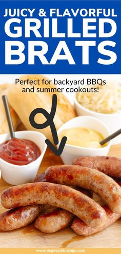 juicy and flavorful grilled brats perfect for backyard bbq's and summer cookouts