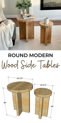 wood side tables with measurements to make them look like they are made out of wood