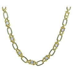 Introducing a luxurious 18 karat yellow gold chain by Fred Paris. This exquisite chain is set with 7 stones, a total of 1.7 carats, of VS brilliant-cut diamonds. Each diamond is securely nestled within elegant yellow gold links varying in different shade of yellow gold. Perfect for those who appreciate high-end jewelry, but want to be able to wear it everyday. Ideal for any ensemble, this piece is a testament to Fred Paris' legacy of exquisite design and fine craftsmanship. Signage: Fred P Size: Paris Jewelry, Contemporary Jewelry Design, Smart Jewelry, Gold Link Chain, Citrine Necklace, Victorian Rings, Station Necklace, Yellow Gold Chain, Bracelet Collection