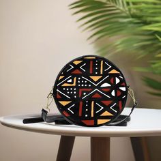 African Bag Round Sling Geometric Mud Cloth – Stylish & Culturally Inspired Geometric Bag With Adjustable Strap, Black Bag With Geometric Pattern For Daily Use, Black Bags With Geometric Pattern For Daily Use, Daily Use Geometric Pattern Bags, Daily Geometric Pattern Bags, Round Sling Bag, Cloth Designs, Indoor Outdoor Bathroom, African Bag