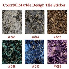 marble design tile stickers with different colors