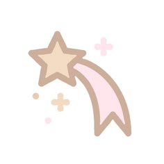 a pink and brown star with a pink bow on it's side, flying through the air