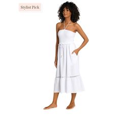 $93 La Blanca Women's White Seaside Strapless Gauze Cover-Up Dress Size Xs. Brand New! Has Pockets! Casual Summer Maxi Dress With Built-in Bra, Strapless Beach Dress With Built-in Bra, Fitted Bandeau Midi Dress For The Beach, Casual Strapless Dress With Built-in Bra, Elegant Bandeau Midi Dress For Beach, Stretch Bandeau Vacation Dresses, Stretch Bandeau Dress For Vacation, Vacation Stretch Bandeau Dress, Spring Beachwear Dresses With Built-in Bra