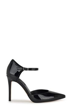 "Find NINE WEST Fiere Ankle Strap Pointed Toe Pump on Editorialist. An adjustable ankle strap offers a secure fit on a striking pump balanced by a pointy toe and stiletto heel. 3 3/4\" heel Adjustable ankle strap with buckle closure Synthetic upper, lining and sole Imported" Fitted Slingback Pumps With 4-inch Heel And Ankle Strap, Black Ankle Strap Court Shoes With Buckle Closure, Sleek Ankle Strap Court Shoes, Sleek Court Shoes With Heel And Ankle Strap, Sleek Fitted Ankle Strap Court Shoes, Sleek Fitted Court Shoes With Ankle Strap, Medium Width Ankle Strap Slingback Pumps, Ankle Strap Mary Jane Heels For Night Out, Sleek Ankle Strap Court Shoes With Sculpted Heel