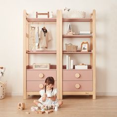 Featuring 2 drawers, 2-3 shelves (depending on your personal preference and unique family needs) and an optional hanging rail, the Tidy Storage Bookcase comprises of a versatile, stylish and minimalist design that offers a mix of storage solutions for families. Opt to use the three shelving units to create a traditional bookcase if you have a little bookworm on your hands, or, for those families needing a mix of storage space types, add in the hanging rail to keeps items like scarves and your ch Nursery Bookcase, Traditional Bookcases, Nursery Drawer, Hanging Clothes Rail, Kids Storage Units, Storing Toys, Storage Bookcase, Storage Inspiration