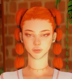 an animated image of a woman with red hair and orange braids on her head