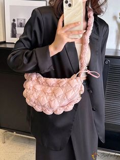 Bird in Bag - Medium Black Zippered Hobo Bag Everyday Pink Quilted Shoulder Bag, Trendy Pink Quilted Bag, Pink Quilted Shoulder Bag For Daily Use, Pink Quilted Pouch Bag, Pink Quilted Bag For Shopping, Pink Minimalist, Minimalist Women, Pink Collar, Designer Crossbody