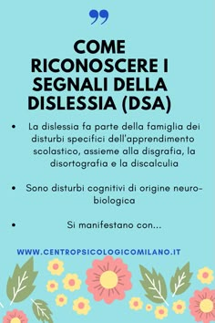 a poster with flowers and the words come riconoscere i segniali dell di