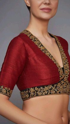 Embroidered Saree Blouse, Maroon Embroidery, Black Embroidered Blouse, Latest Model Blouse Designs