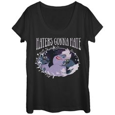 Being bad has never looked so good as on the Disney The Little Mermaid Ursula Haters Gonna Hate Black T-Shirt! Ursula is portrayed with her evil henchmen, Flotsam and Jetsam, beneath the phrase "Haters Gonna Hate" on this funny fitted black scoop neck tee. 100percent Cotton. Size: 2xl. Gender: female. Age Group: adult. Pattern: Quote. The Little Mermaid Ursula, Simon Pearce, Haters Gonna Hate, Scoop Neck Tee, Scoop Neck Top, Laura Mercier, Slim Fit Shorts, Little Mermaid, Direct To Garment Printer