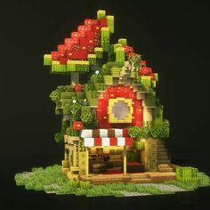 Decoração,muita comida Themed Minecraft Houses, Useful Builds In Minecraft, Minecraft Frog Light Builds, Minecraft Melon Farm Design, Food Minecraft Builds, Outside Decorations Minecraft, Minecraft Melon House, Minecraft Watermelon House, Candy House Minecraft