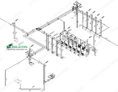 an architectural drawing of a kitchen and dining area