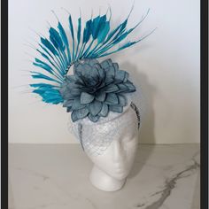 New, Never Worn. I Craft And Sell Fascinators On Etsy. Elevate Your Style With This Denim Blue Mousse Oversized Flower On A White Sinamay Base, Adorned With Vivid Blue Feathers. A Perfect Accessory For The Upcoming Spring-Summer Season, This Piece Exudes Romance And Elegance. Whether It's The Kentucky Derby, Race Day, Garden Party, Or Wedding Celebrations, This Bright And Beautiful Fascinator Promises To Male You Stand Out. Embrace The Enchanting Allure Of This Unique Headpiece, Adding A Touch O Veil Hat, Wedding Parties Colors, Veiled Hats, Blue Feathers, Hat Wedding, Flower Fascinator, Blue Feather, Bright And Beautiful, Big Flowers