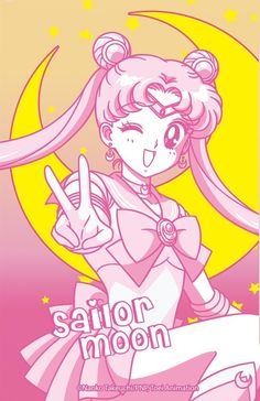 sailor moon is holding up her peace sign