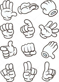 cartoon hand gestures set - miscellaneous symbols decorative objects on the image are not available for commercial use