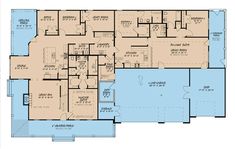 the first floor plan for a house with two levels and three bedroom, one story