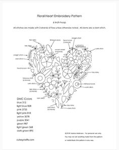 the diagram for floral embroidery pattern