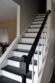 the stairs are painted white and black