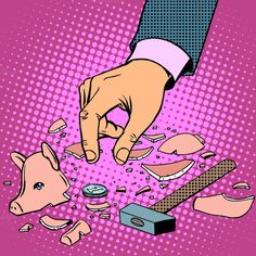 broken piggy Bank with money by studiostoks on Creative Market Bank With Money, Money Pop Art, Pop Art Retro, Fintech Startups, Pig Figurines, Food Graphic Design, Cartoon People, Graphic Design Photography, Cellphone Wallpaper