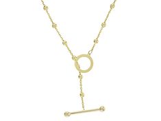 10k Yellow Gold Bead Station Rolo Link 18 Inch Toggle Necklace. Measures approximately 1/16 of an inch in width. Toggle Necklace, Gold Beads, Yellow Gold, Beads, Yellow, Gold