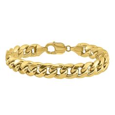 Men's 14K yellow gold 11 millimeter semi-solid Cuban link bracelet 8 inches in length | Men's Cuban Link Bracelet | 14K Yellow Gold | Size 8" | Helzberg Diamonds Gold Bracelet Men, Cuban Link Bracelet, Helzberg Diamonds, Yellow Gold Bracelet, Cuban Link, Chain Link Bracelet, Link Bracelets, Bracelets For Men, Mens Jewelry