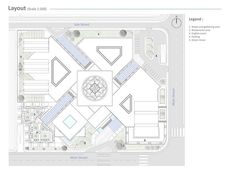 an aerial view of the layout of a building with multiple levels and different areas to each level