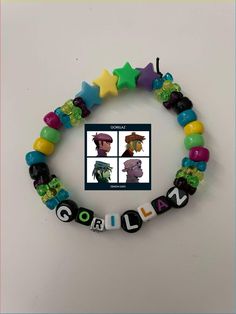 Gumball And Darwin Bracelets, Gorillaz Bracelet, Band Kandi Bracelets, Gimp Bracelets, Gorillaz Demon Days, Bracelet Template